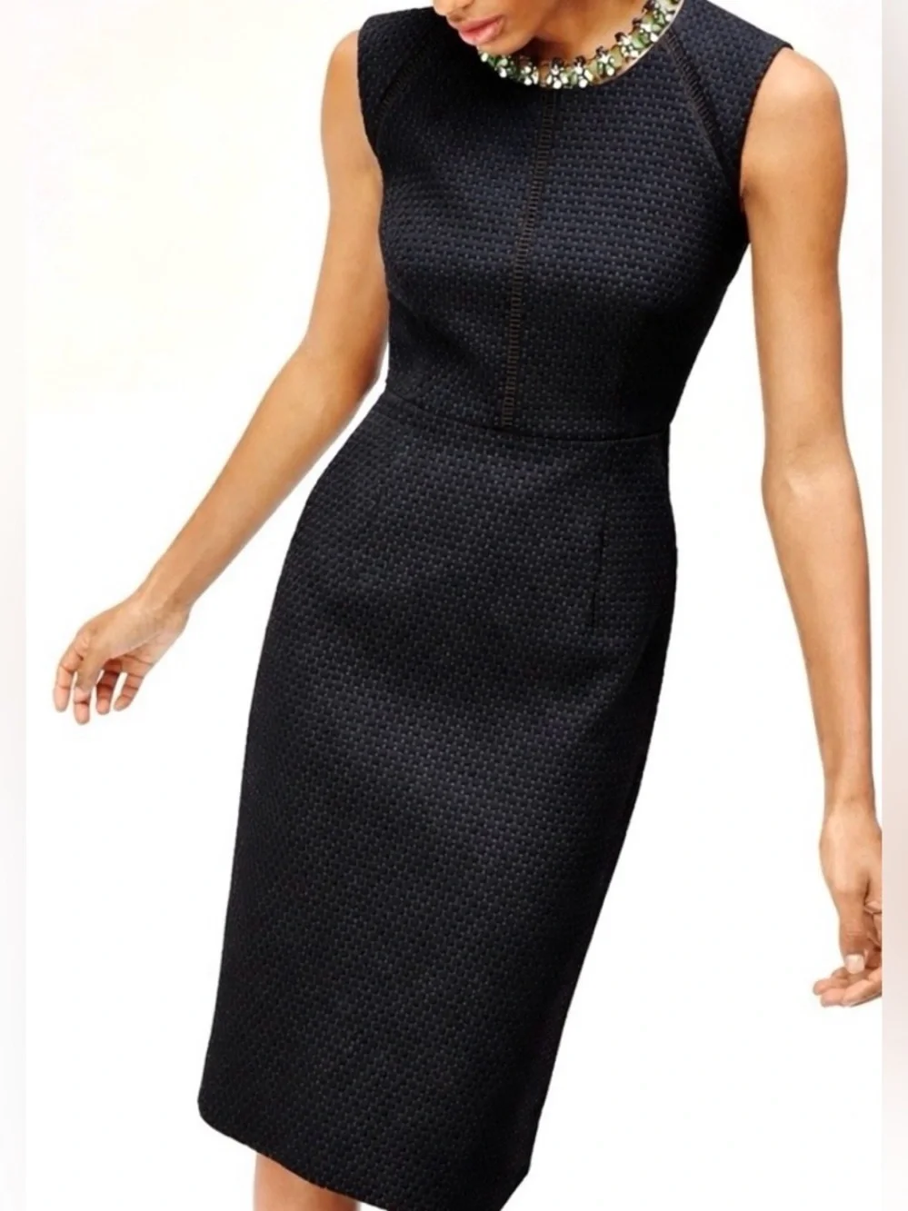 J. Crew Portfolio Black Textured Sleeveless Pencil Dress-Skirt 4